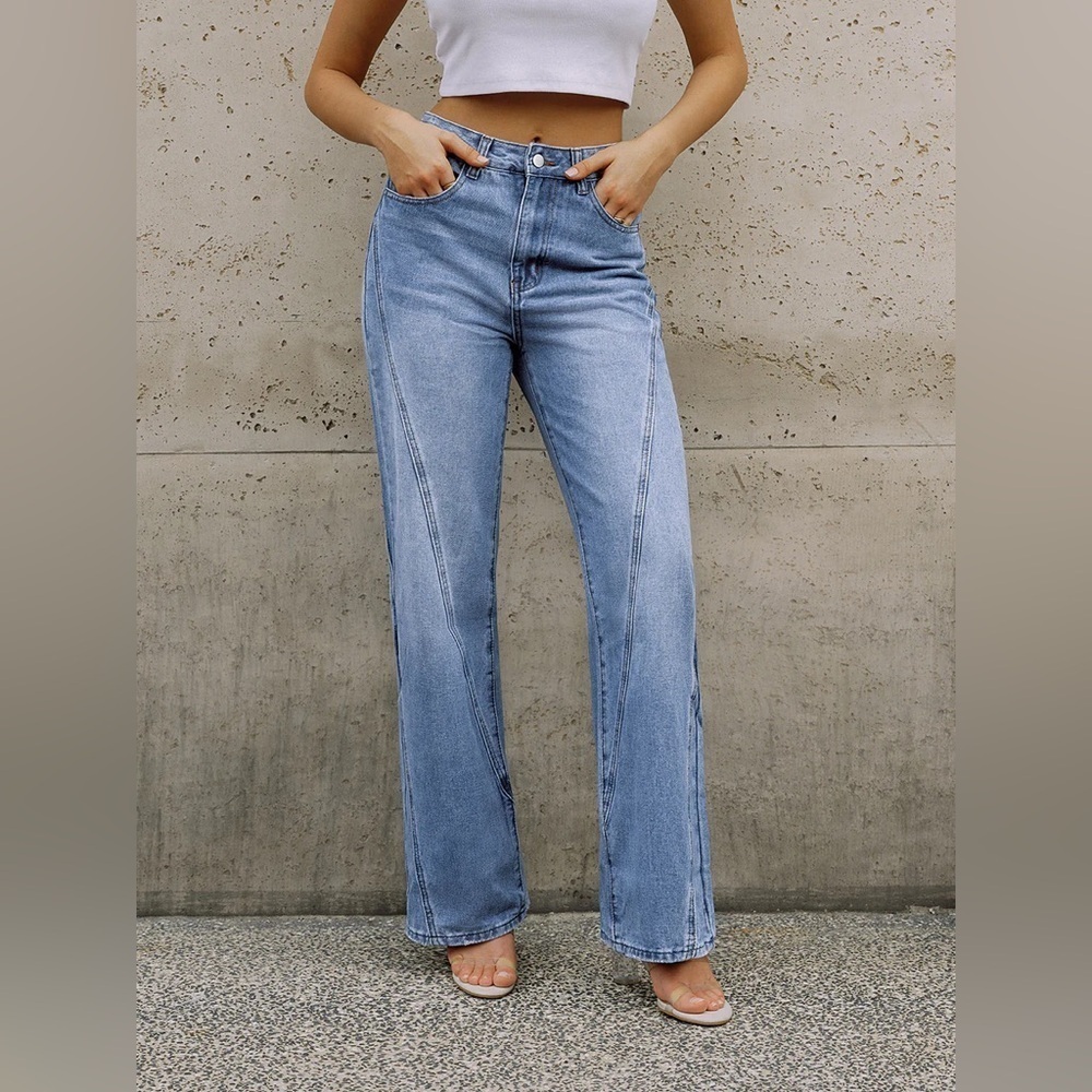 Commense Blue Flare Wide Leg Jeans - Picture 5 of 7